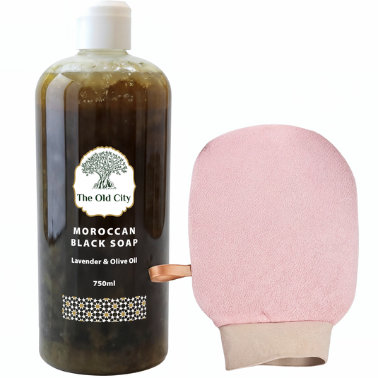 Moroccan Black Soap Beldi 750ml in lavender and olive oil by The Old City