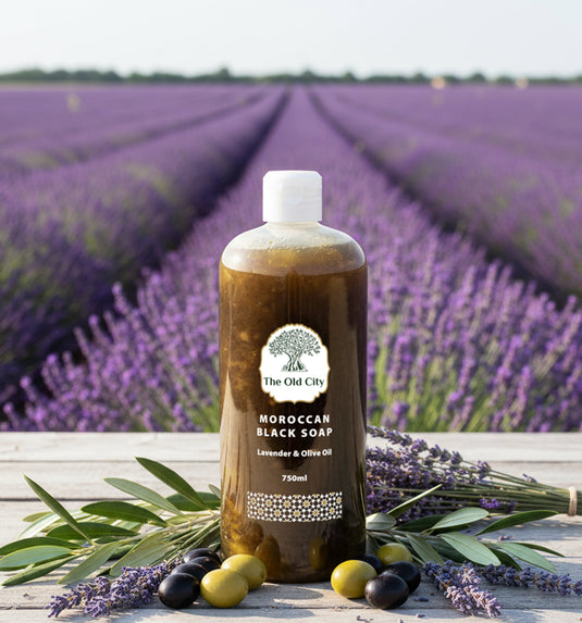 The Old City Moroccan black beldi soap 750ml, lavender and olive oil